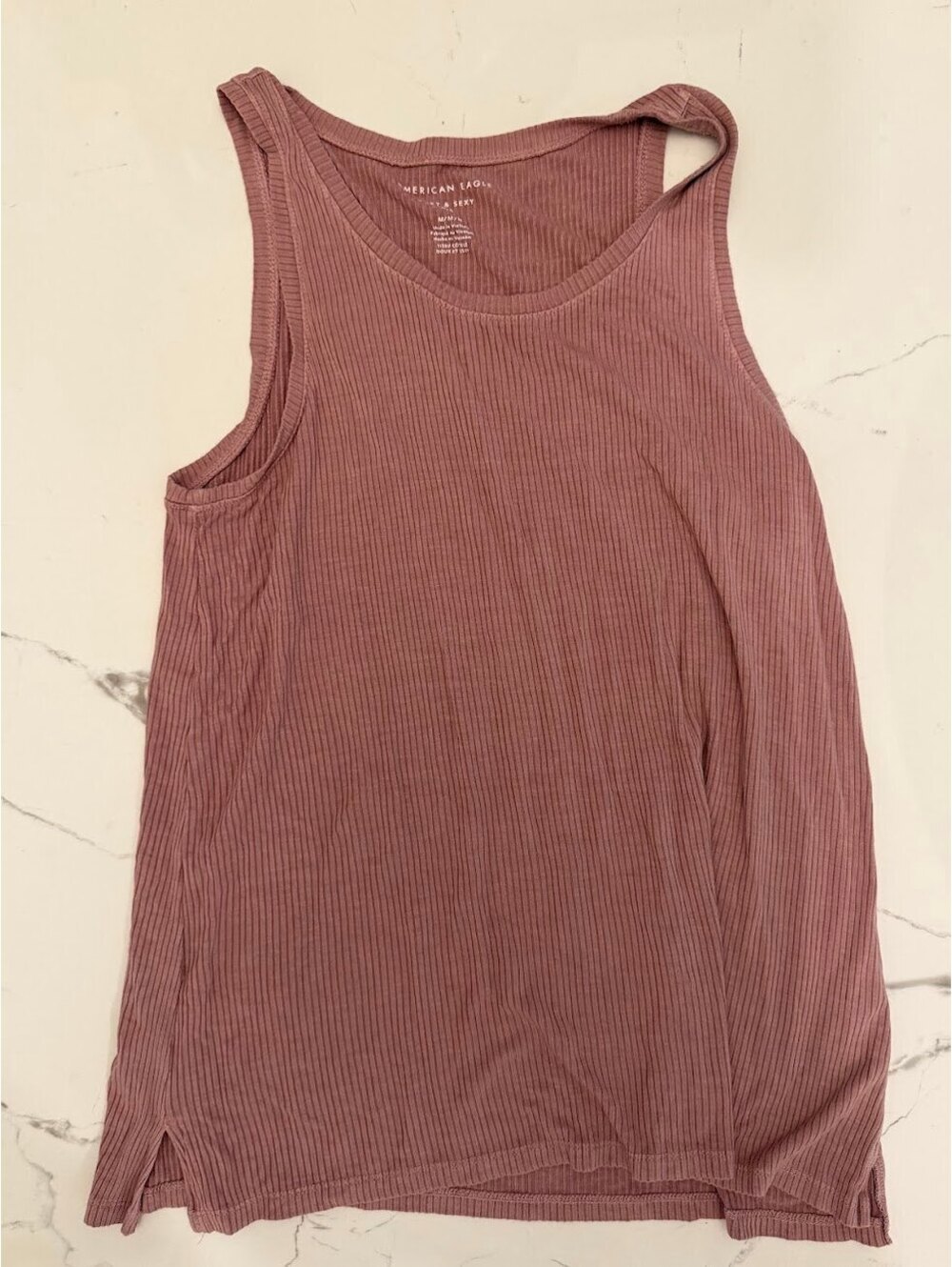 American Eagle Soft & Sexy Rib Tank Top Mauve Medium